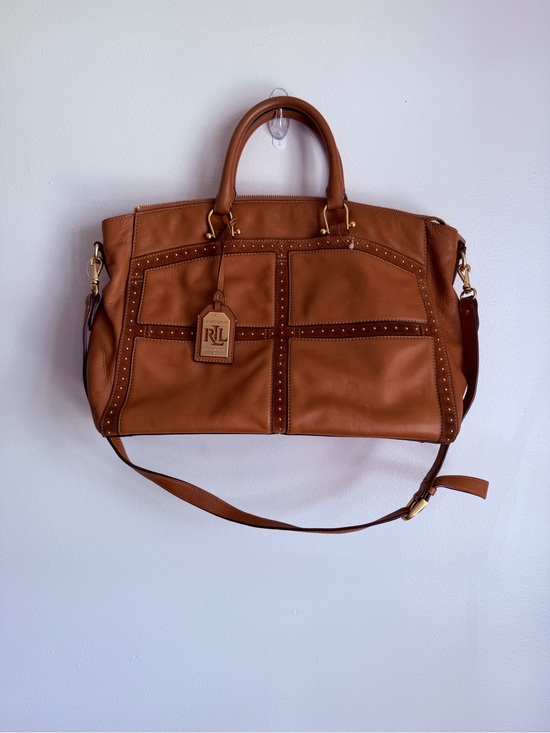 Ralph Lauren Handbags - Ralph Lauren Cognac Leather Satchel with Gold Hardware